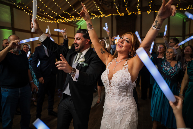 Bride and groom celebrating at their wedding